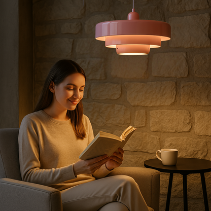 Rustic Metal Pendant Light - Soft Warm LED Lighting