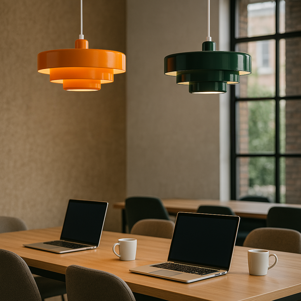 Rustic Metal Pendant Light - Soft Warm LED Lighting