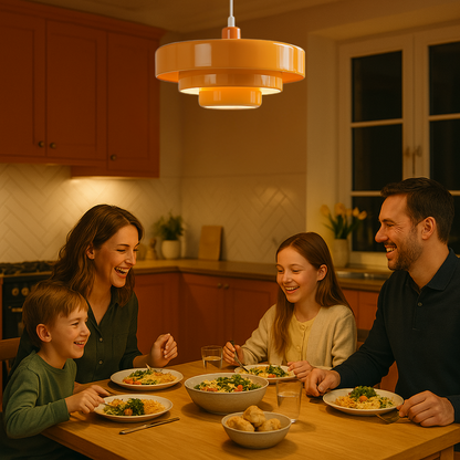 Rustic Metal Pendant Light - Soft Warm LED Lighting