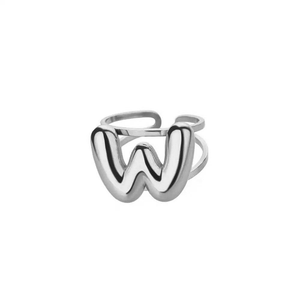 Personalized Open Circle Letter Initial Ring