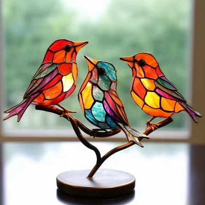 Colorful Glass Birds Figurine Decorations