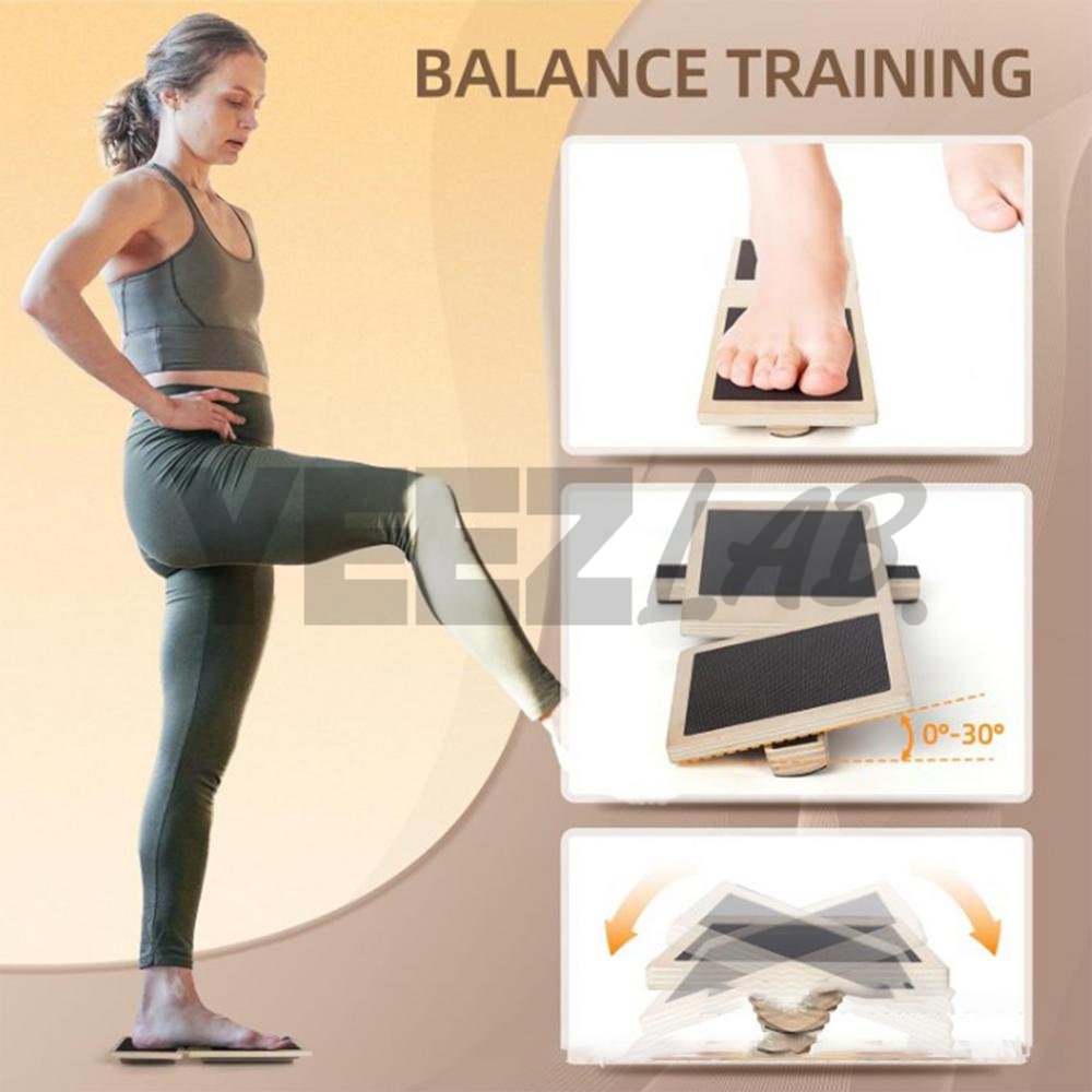 YeezLab™ Single Leg Balance Board – Wooden Ankle Strengthener & Stability Trainer