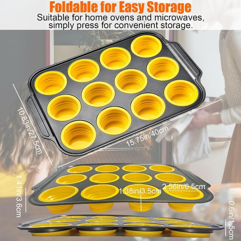 Non-Stick Silicone Muffin Pan with Durable Metal Base