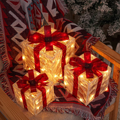 Bright LED Gift Boxes Set of 3 Christmas Decorations - Yeezlab
