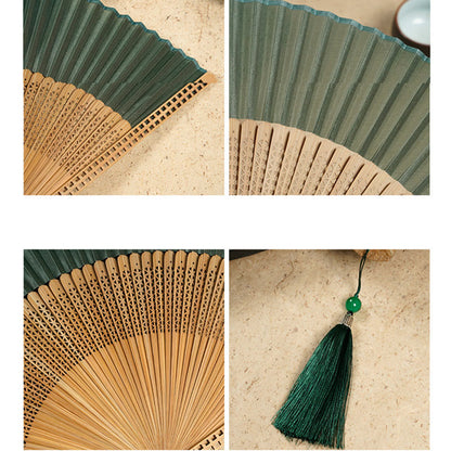 Natural Bamboo Silk Folding Fan