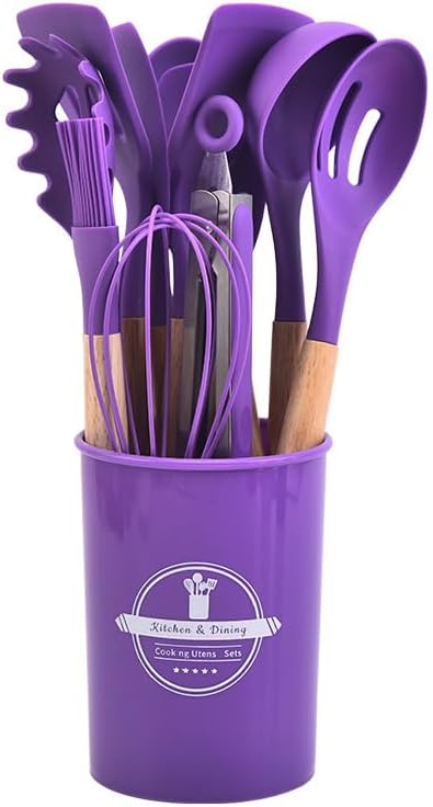 Durable Silicone Kitchen Tool Set with Wooden Handles - Yeezlab