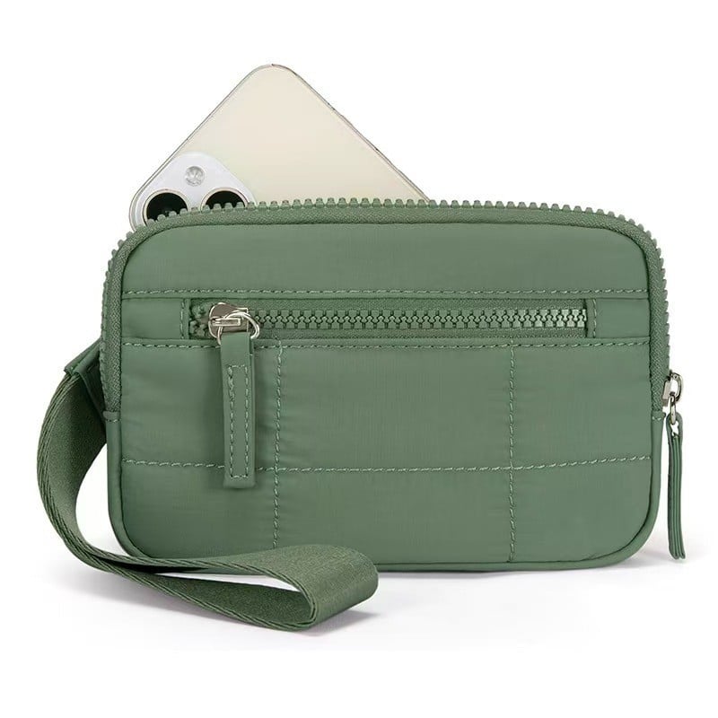 Fashionable Nylon Wristlet Purse with Multiple Pockets