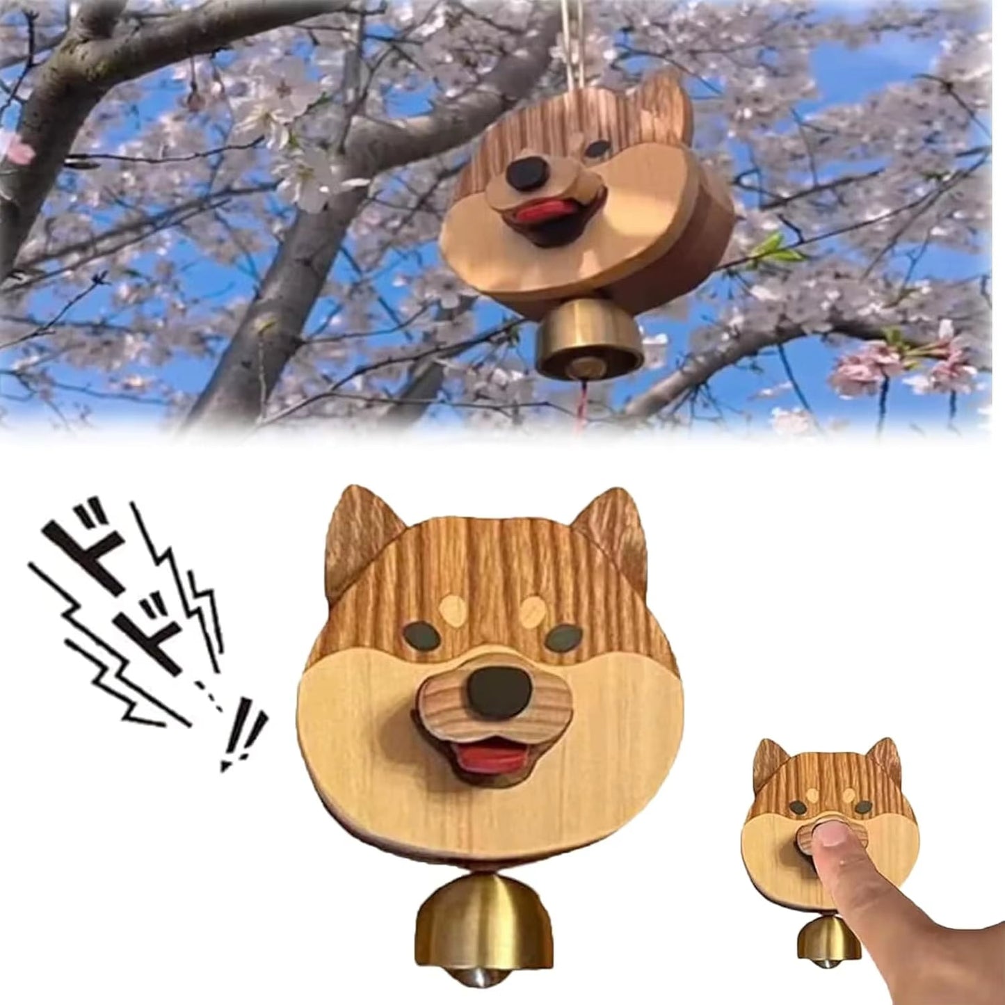 Fun Shiba Dog Doorbell Wood Button