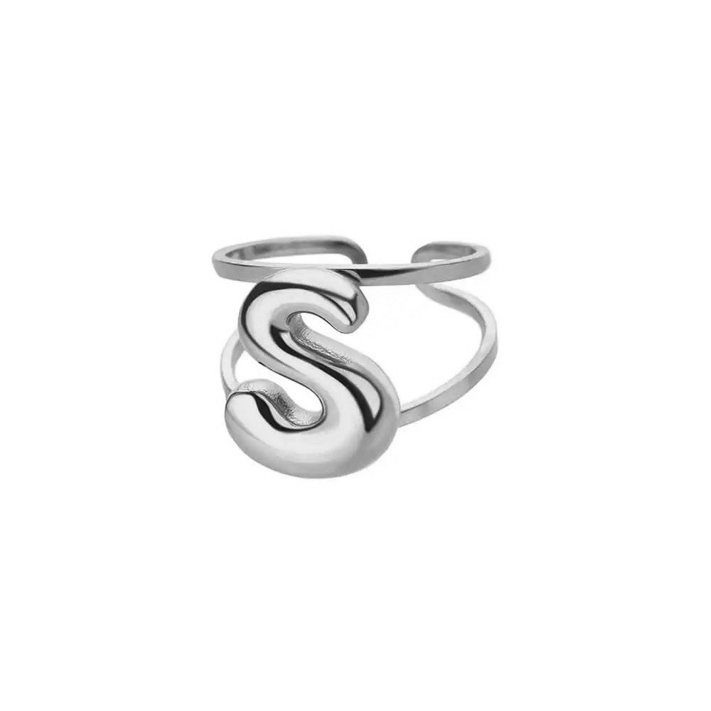 Personalized Open Circle Letter Initial Ring