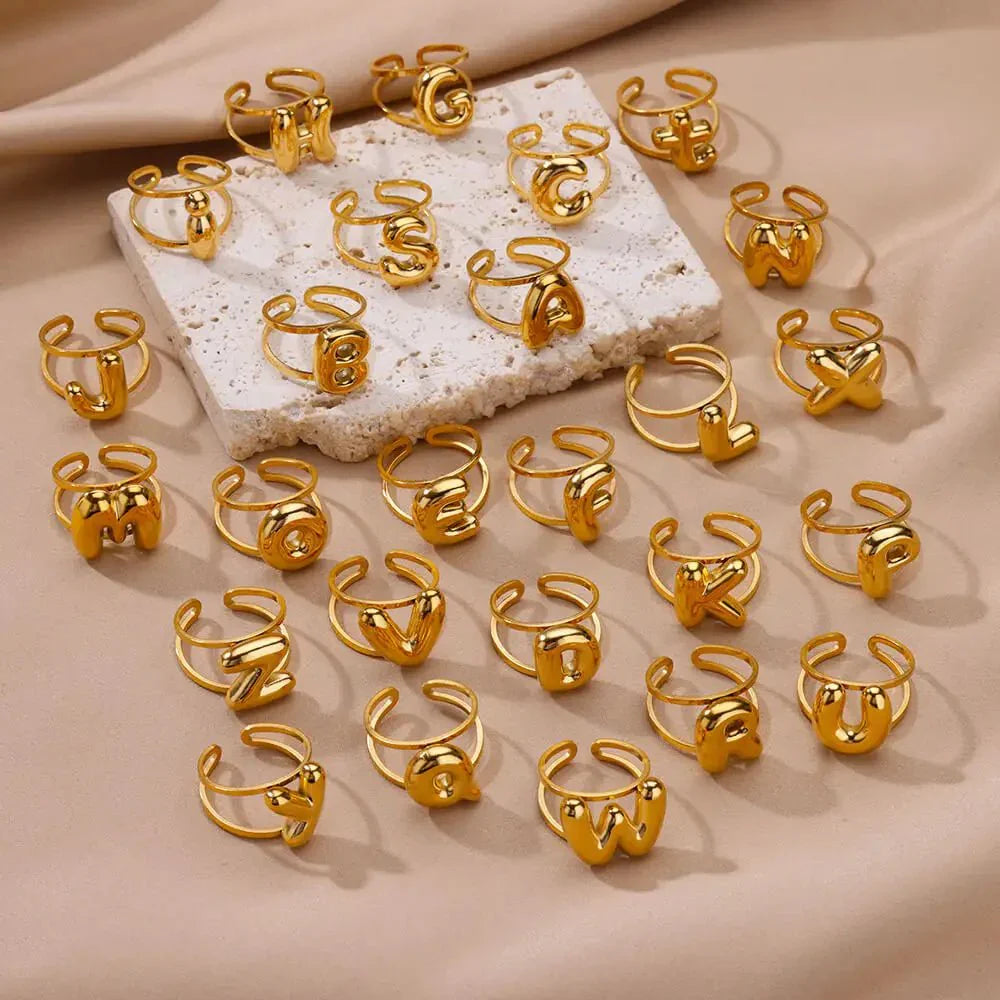 Personalized Open Circle Letter Initial Ring