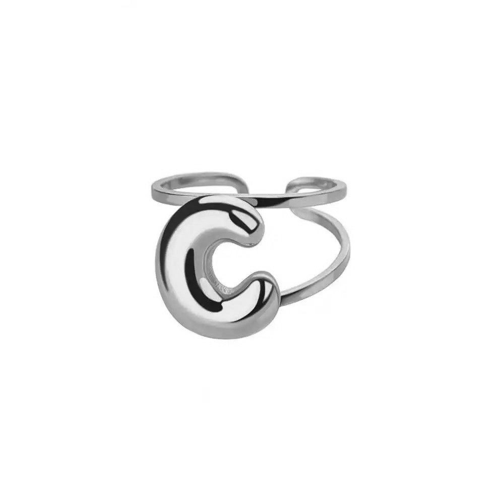Personalized Open Circle Letter Initial Ring