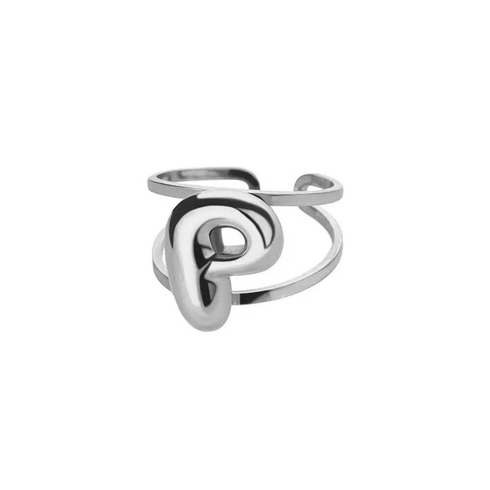 Personalized Open Circle Letter Initial Ring