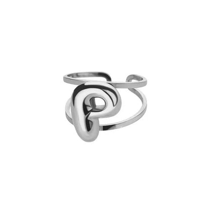 Personalized Open Circle Letter Initial Ring