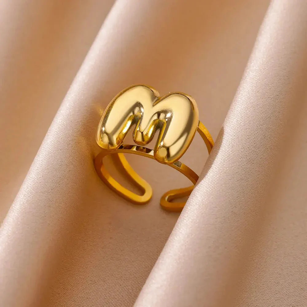 Personalized Open Circle Letter Initial Ring