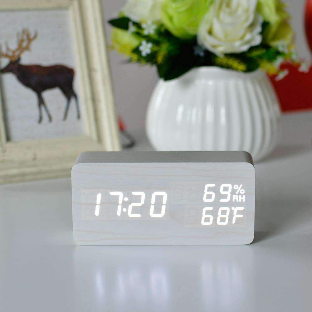 Natural Wood LED Digital Alarm Clock