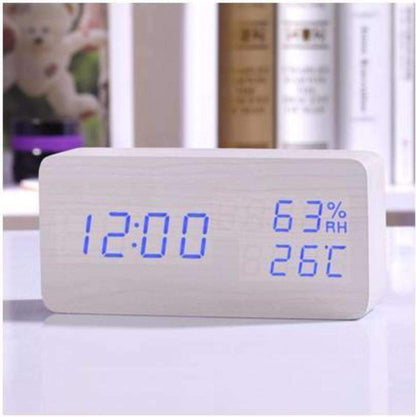Natural Wood LED Digital Alarm Clock