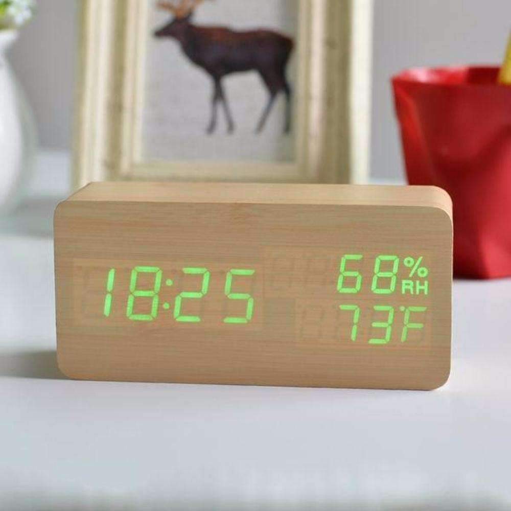 Natural Wood LED Digital Alarm Clock - Yeezlab