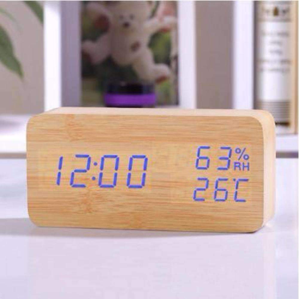 Natural Wood LED Digital Alarm Clock