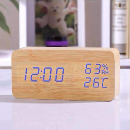 Natural Wood LED Digital Alarm Clock