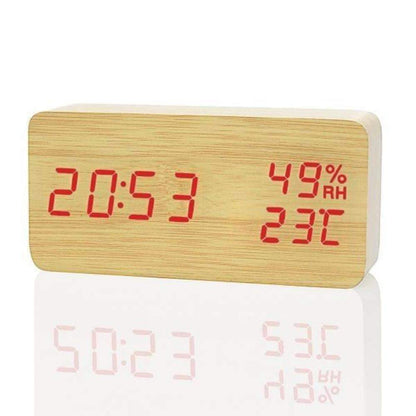 Natural Wood LED Digital Alarm Clock