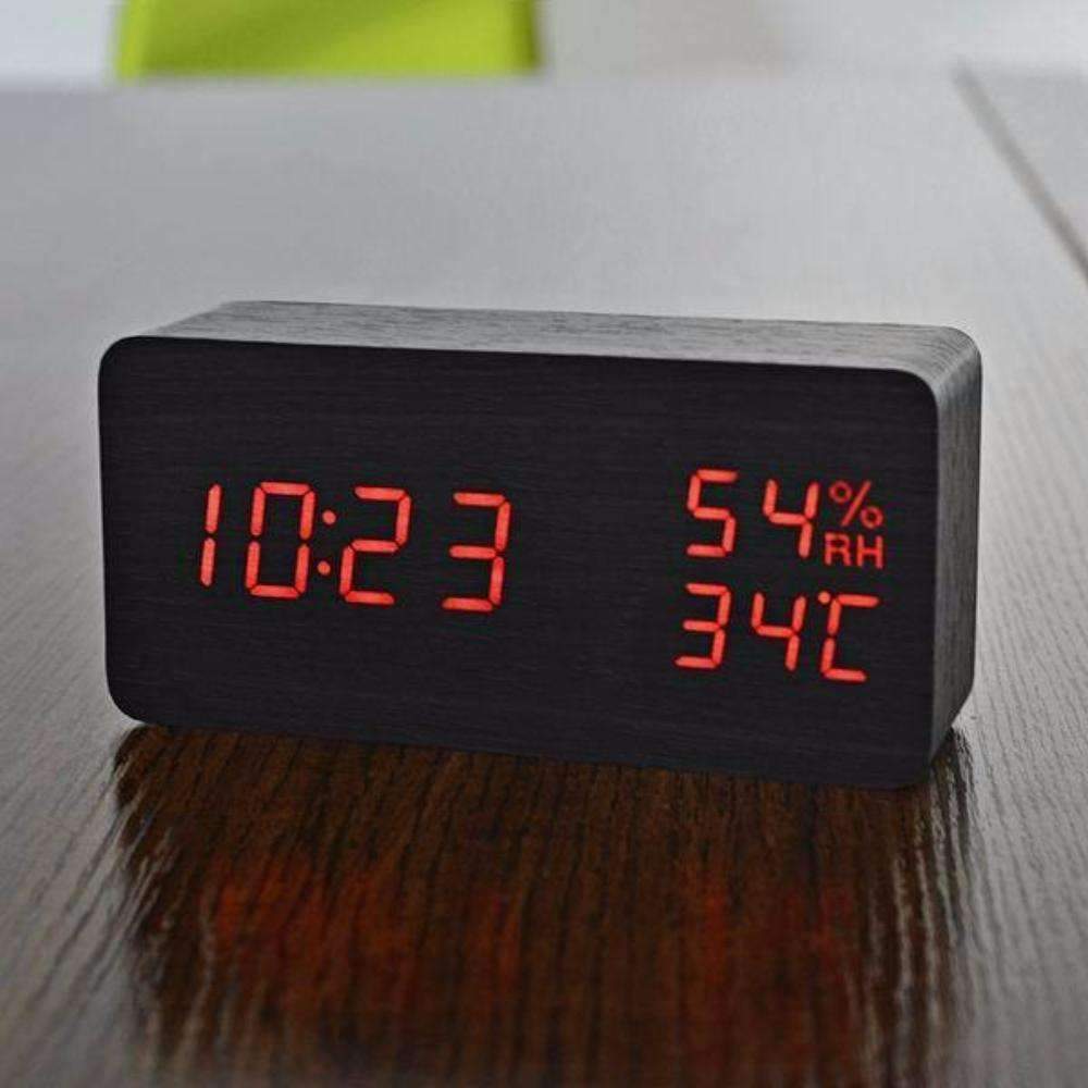 Natural Wood LED Digital Alarm Clock