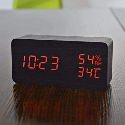 Natural Wood LED Digital Alarm Clock