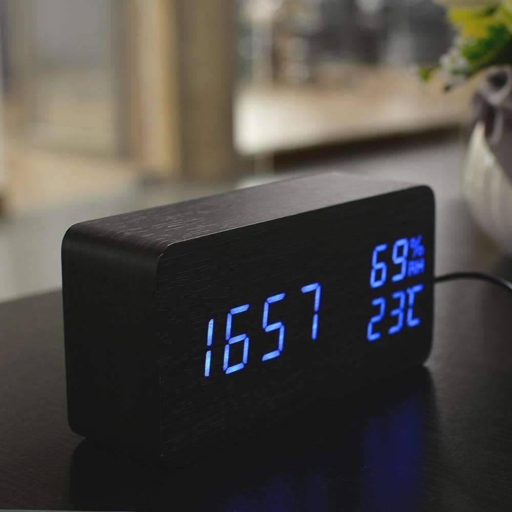 Natural Wood LED Digital Alarm Clock