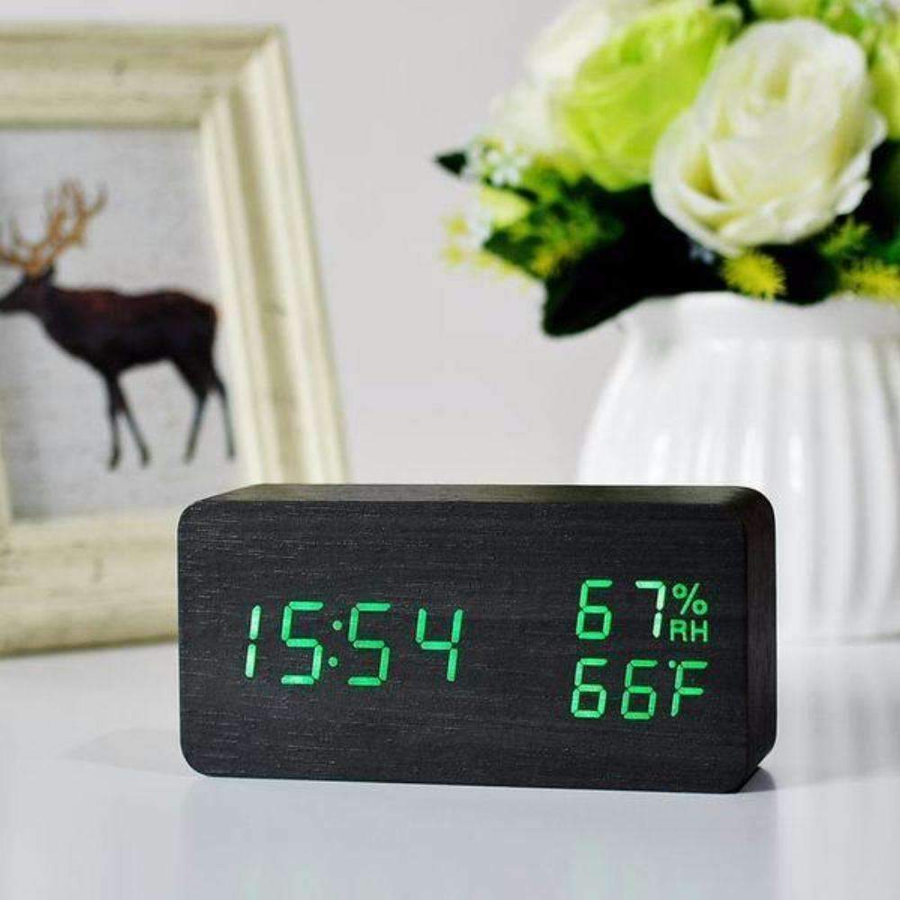 Natural Wood LED Digital Alarm Clock