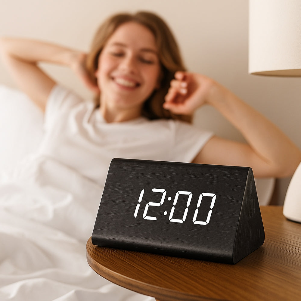Wooden Digital LED Clock Radio Alarm