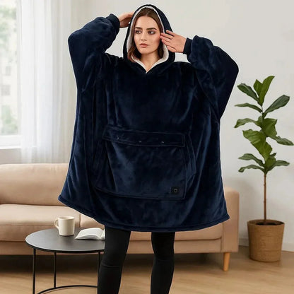 Cozy USB Heated Hoodie Blanket