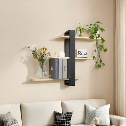 Rustic Wooden Wall Storage Shelf 3 Tier Natural Pine