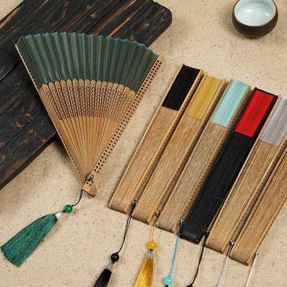 Natural Bamboo Silk Folding Fan