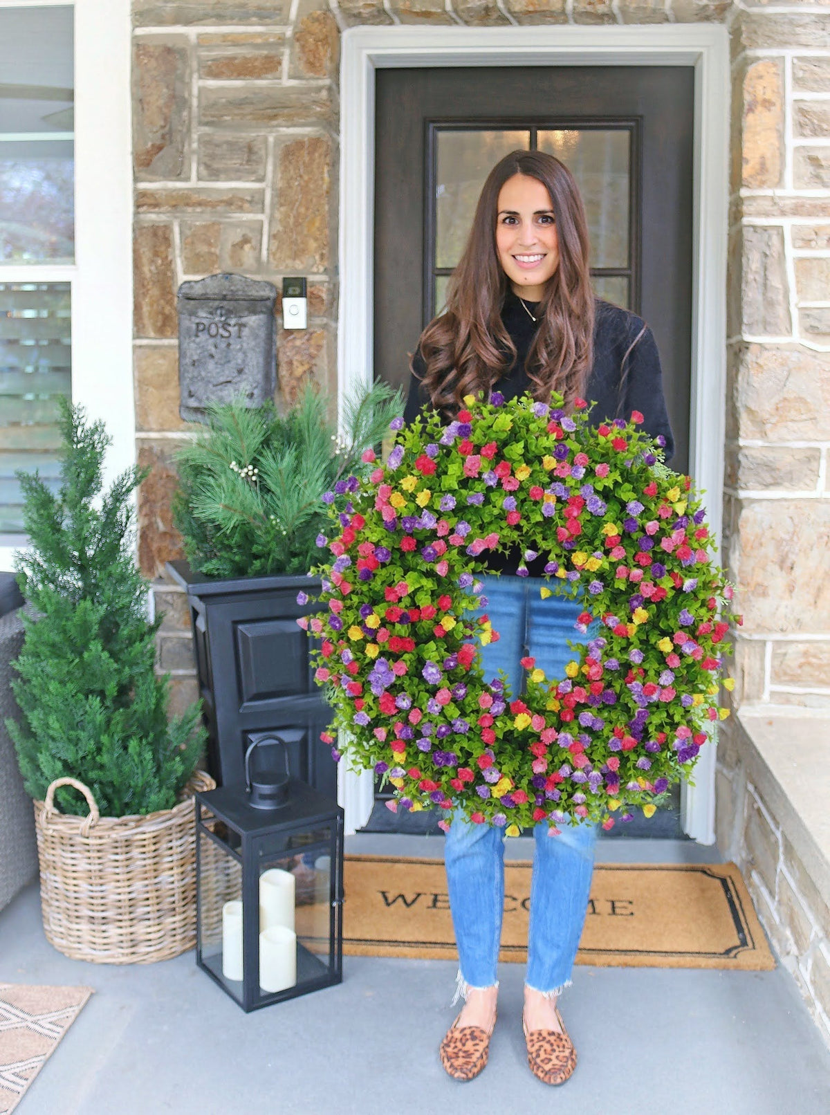Fresh Floral Spring Wreath for Front Door - Yeezlab