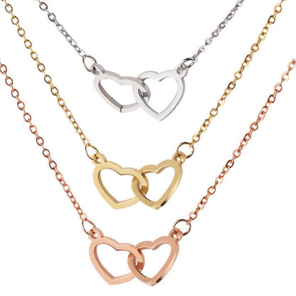 Lovely Couple Heart Pendant Necklace Gift Set