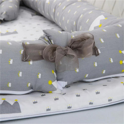 Compact Foldable Baby Crib with Pillow