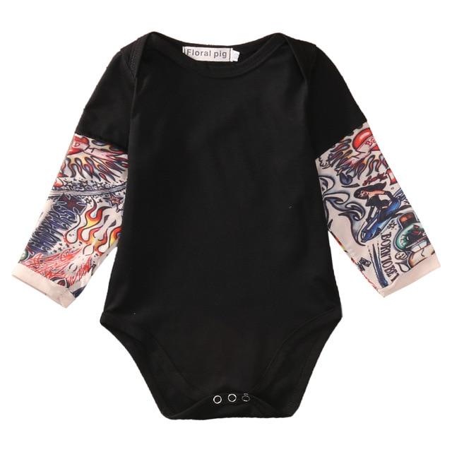 Cute baby tattoo sleeve bodysuit for infants