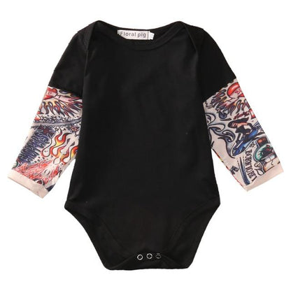 Cute baby tattoo sleeve bodysuit for infants