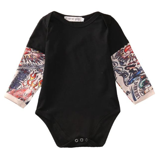 Cute baby tattoo sleeve bodysuit for infants