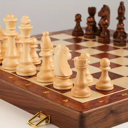Traditional Wooden Chess Board Set for Home and Travel