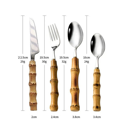 Eco Friendly Stainless Steel Utensil Set with Bamboo Handles