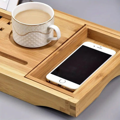 Spa Bamboo Bathtub Tray with Wine Holder