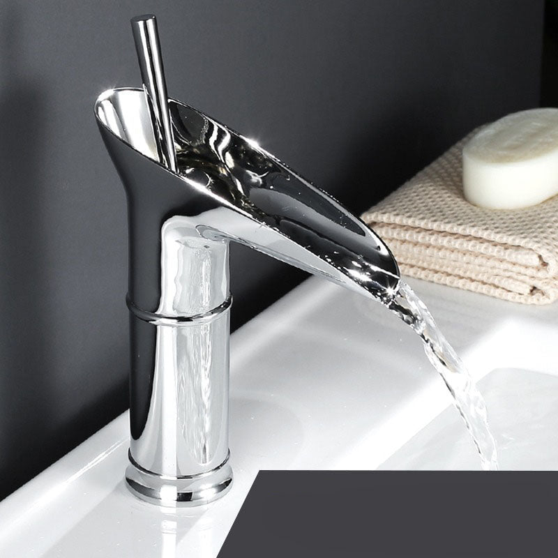 Contemporary Single Handle Kitchen Faucet with Waterfall Spout