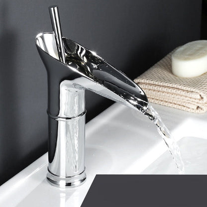 Contemporary Single Handle Kitchen Faucet with Waterfall Spout