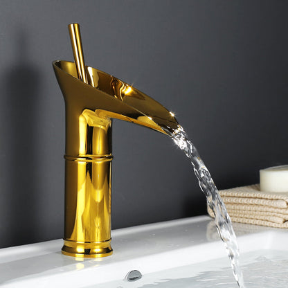 Contemporary Single Handle Kitchen Faucet with Waterfall Spout