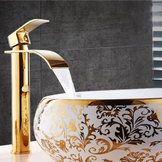 Luxury Brass Bathroom Faucet Waterfall Tap Mixer