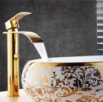 Luxury Brass Bathroom Faucet Waterfall Tap Mixer