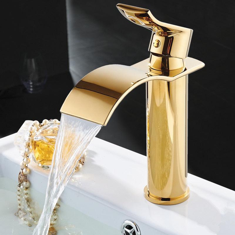Luxury Brass Bathroom Faucet Waterfall Tap Mixer