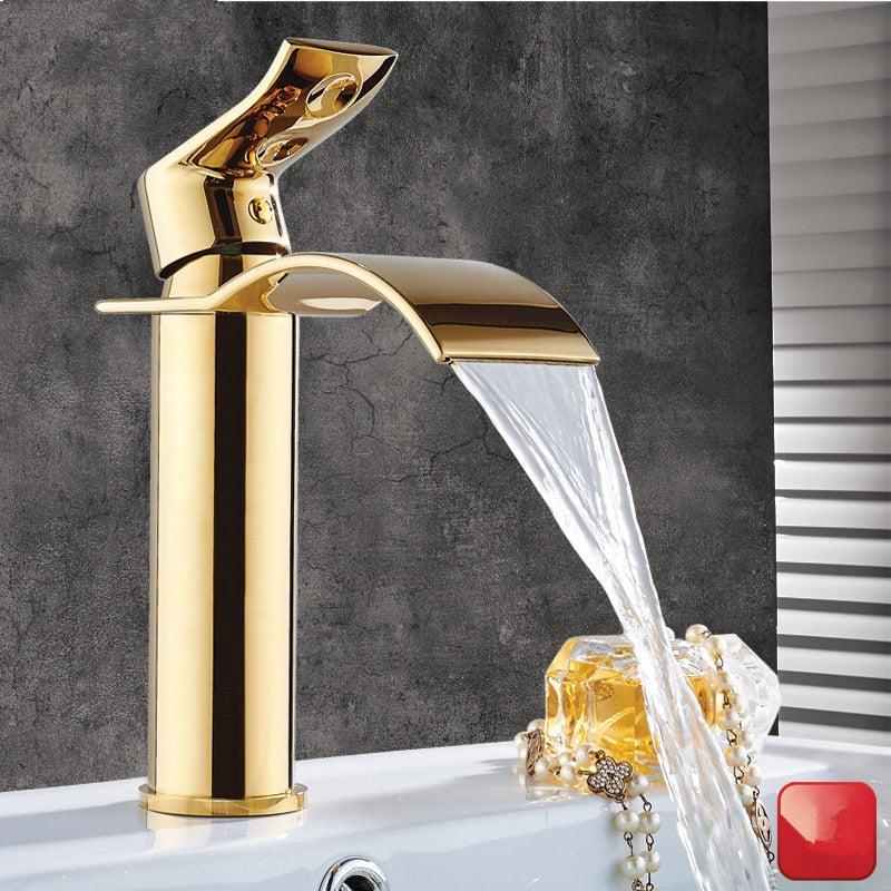 Luxury Brass Bathroom Faucet Waterfall Tap Mixer