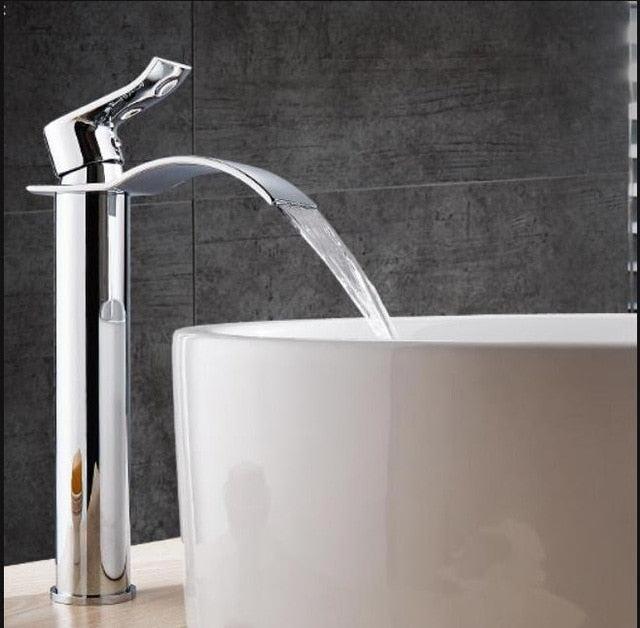 Luxury Brass Bathroom Faucet Waterfall Tap Mixer