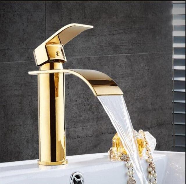 Luxury Brass Bathroom Faucet Waterfall Tap Mixer